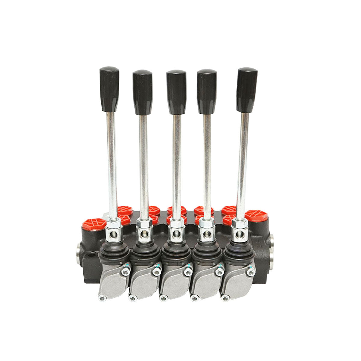 Hydraulic distributor with 5 levers, flow rate 40L/min with included lever and reduction -15 /+80 Breckner Germany