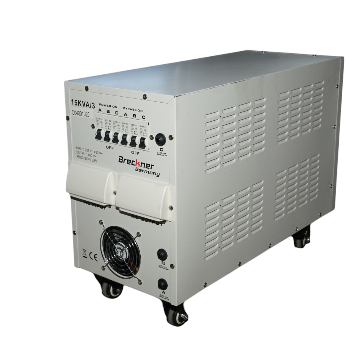 Automatic voltage stabilizer 15KVA, 12KW three-phase with servomotor Breckner Germany