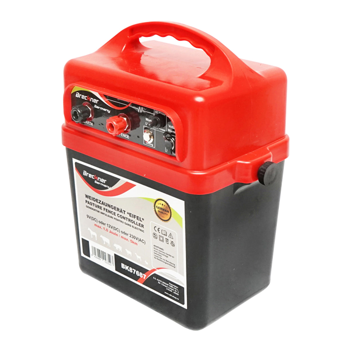 Impulse generator device 9-12V or 220V, 1 Joule, 5km for electric fence Breckner Germany