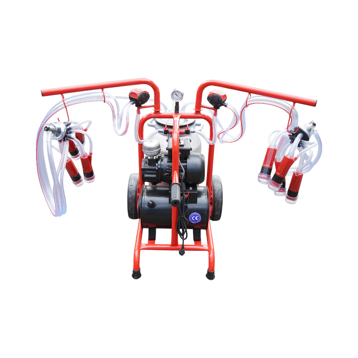 Milk-pumping machine for cows with 2 positions, aluminum tank 40L, vacuum reservoir and dry pump Breckner Germany