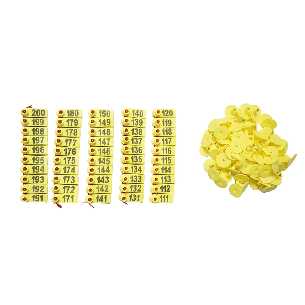 Set of 100 numbered yellow tags 101 - 200 for goats, sheep Breckner Germany