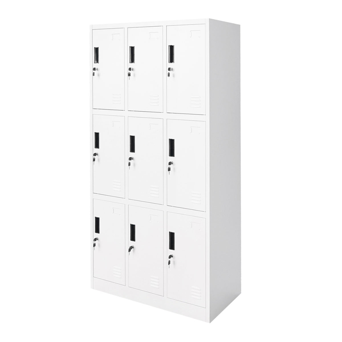 Metal cabinet type locker cushioned 1800x900x450mm 3x3 with 9 secured doors, gray Breckner Germany