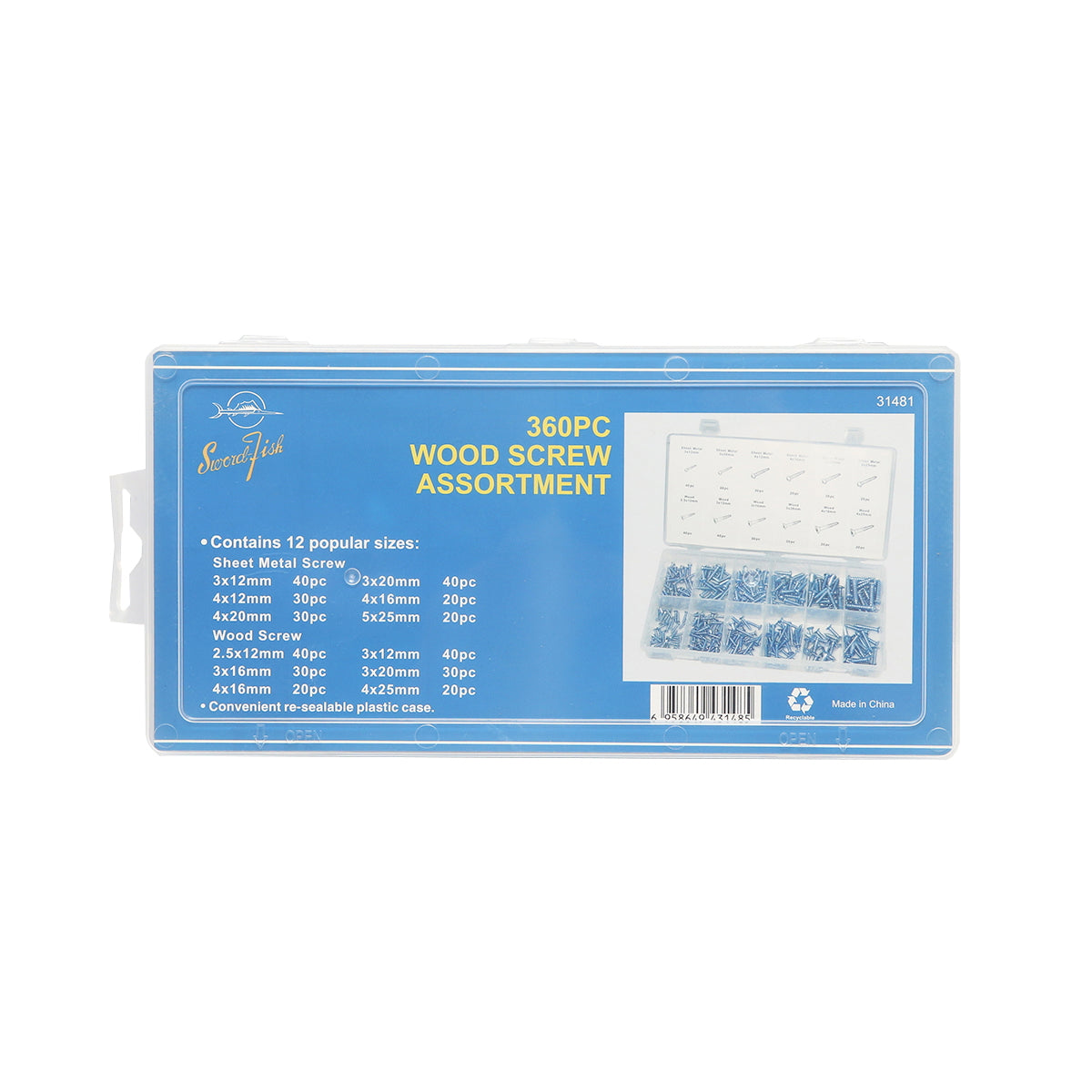 Wood and metal screw driver kit with cross head, 360 pieces