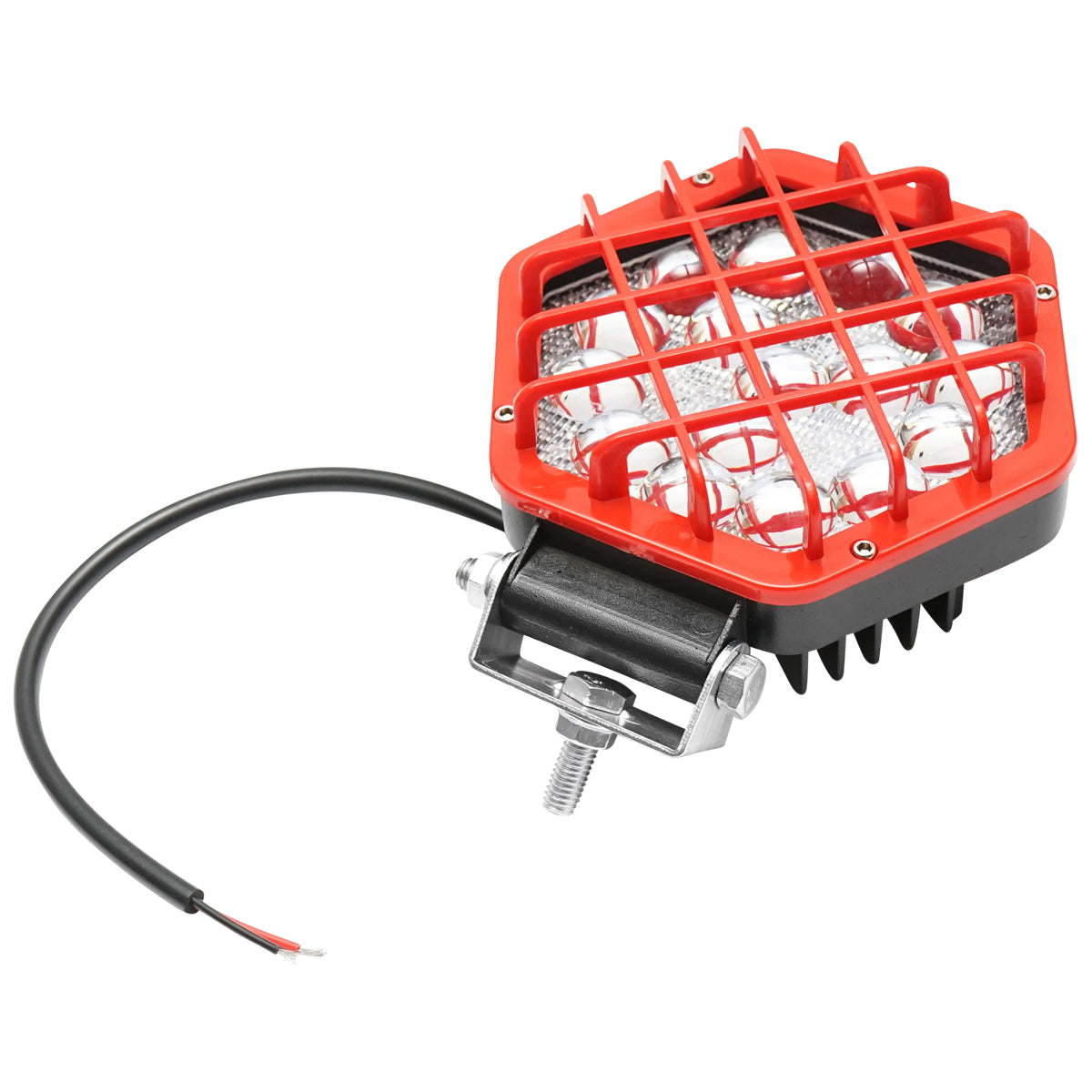 Hexagonal lamp plastic grid red 16 LEDs DC 10-60V 48W angle 30