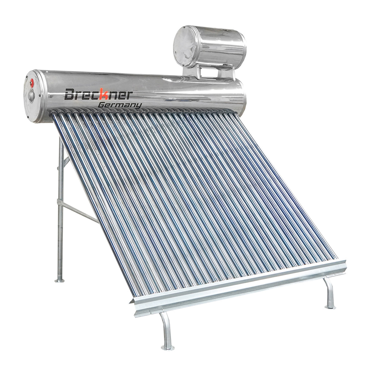 Unpressurized stainless steel solar panel with 30 tubes for hot water, 210L boiler, 2020x2200x1820mm Breckner Germany