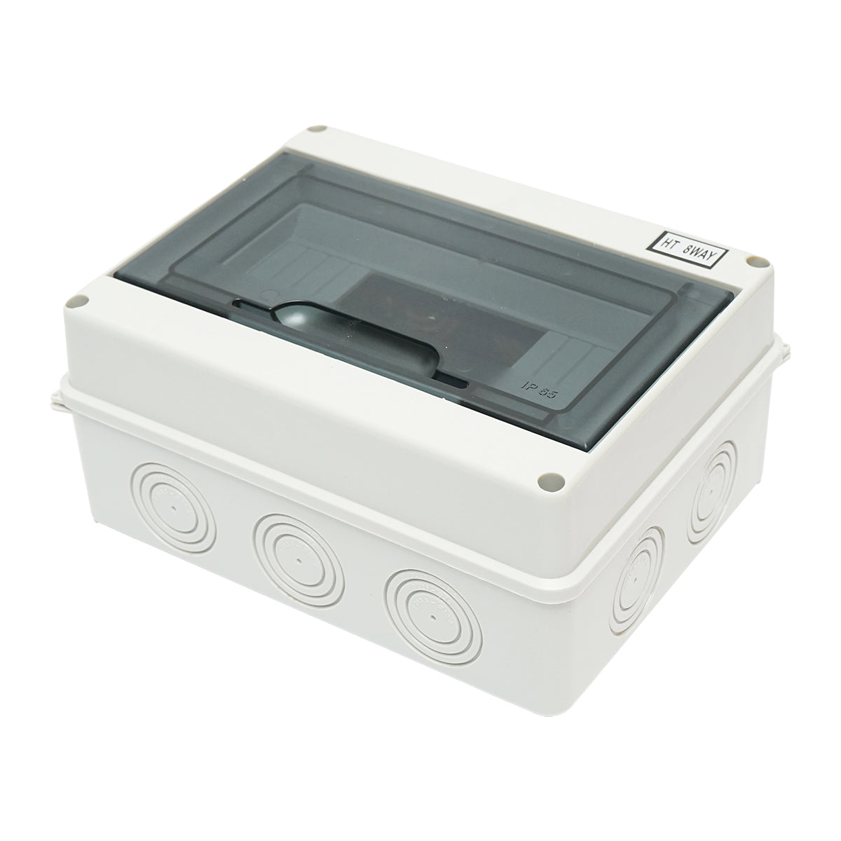 Single row fuse board, 8 modules 215x210x100mm IP65