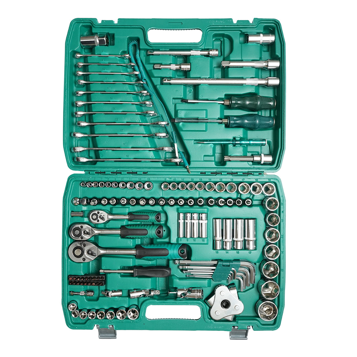 Hexagonal socket wrench set, fixed, torx, hex key with ratchet trainer 121 pieces Breckner Germany