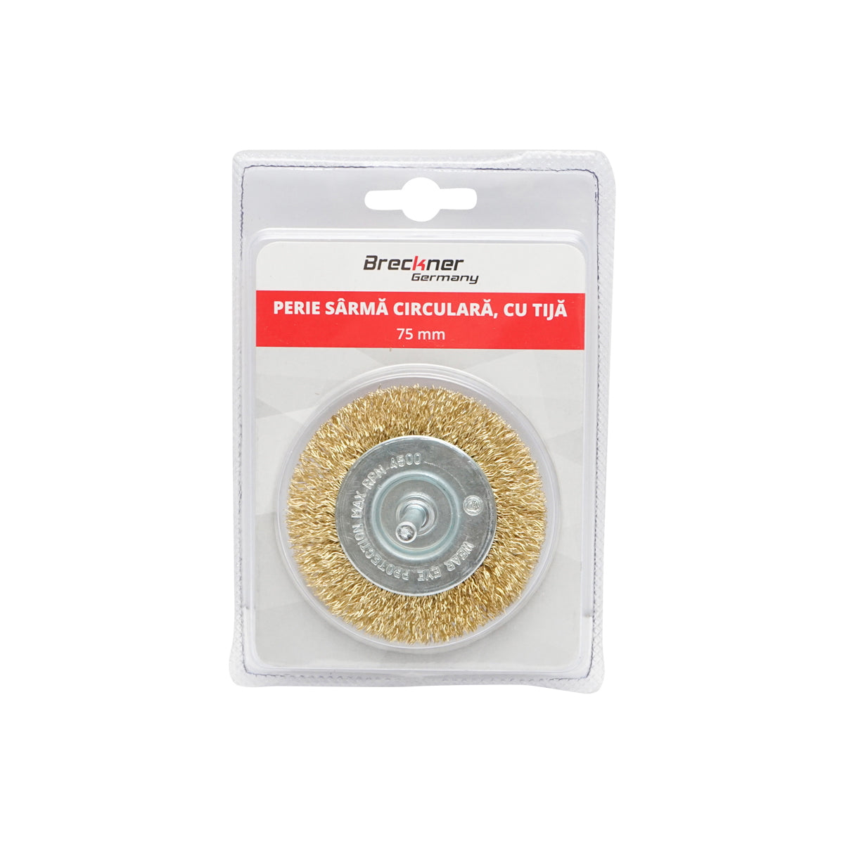 Wire brush with M14 shaft, 75mm, 4500rpm Breckner Germany