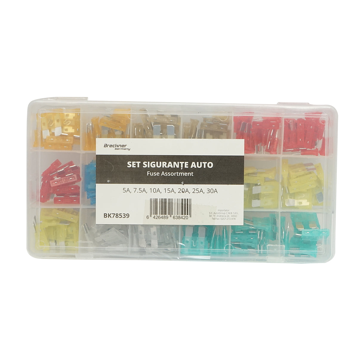 Set of 70 standard automotive fuses combined 5A-30A Breckner Germany