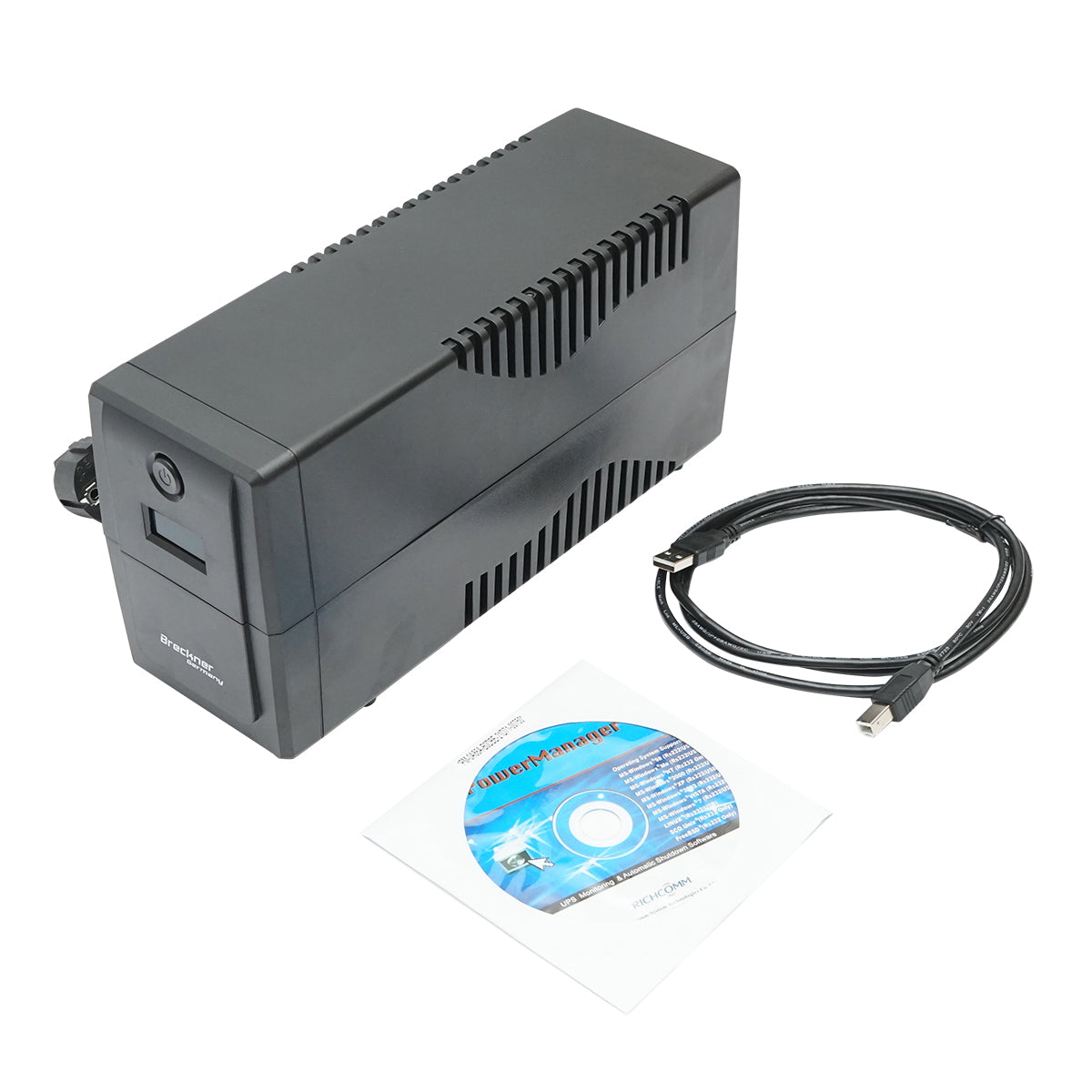 UPS 600VA/360W with 7Ah battery and 2 schuko sockets, LCD, USB, AVR Breckner Germany