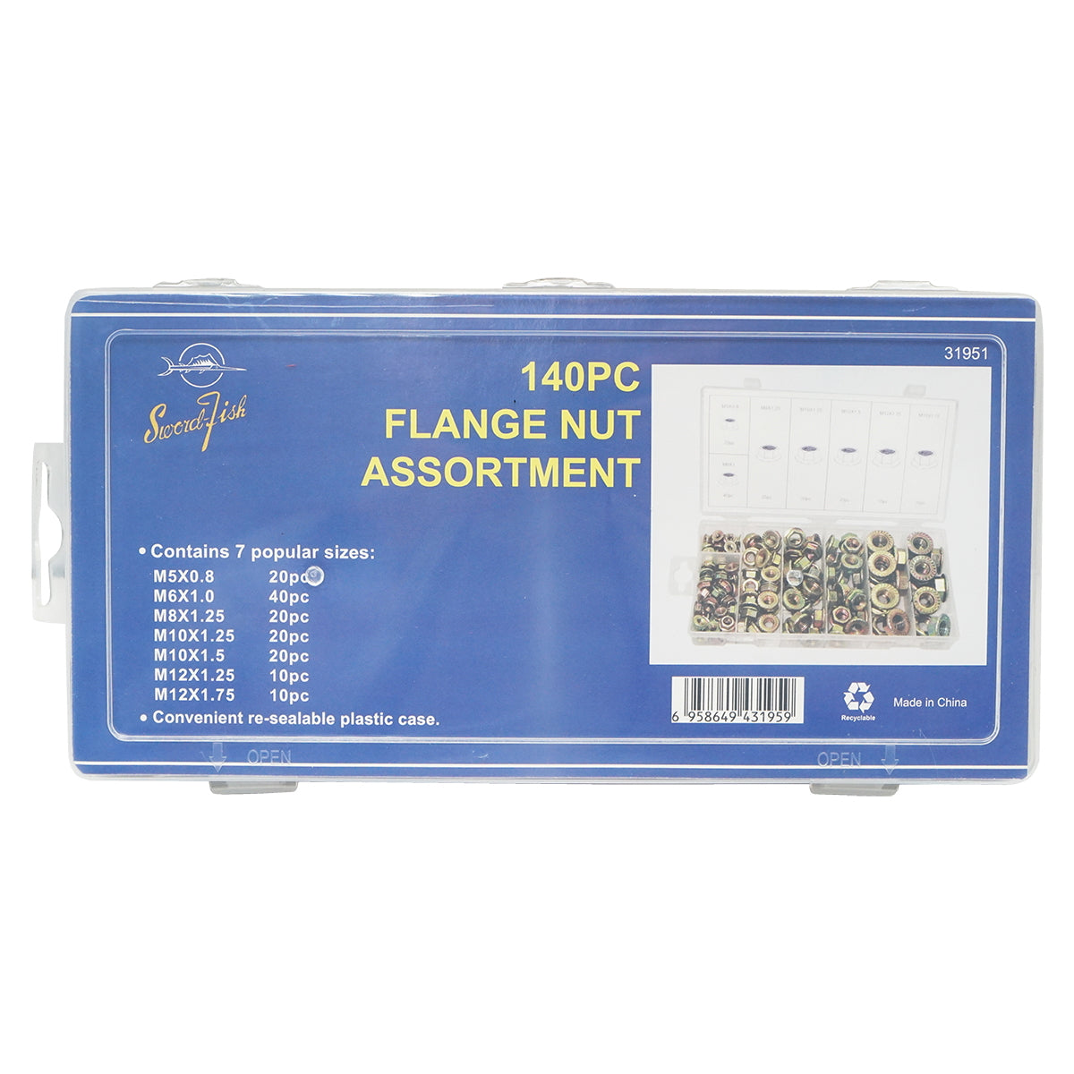 140-piece nut set with self-locking flange Breckner Germany