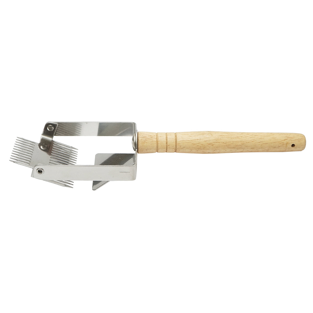 Fork uncapped, honey decapper made of stainless steel with a wooden handle