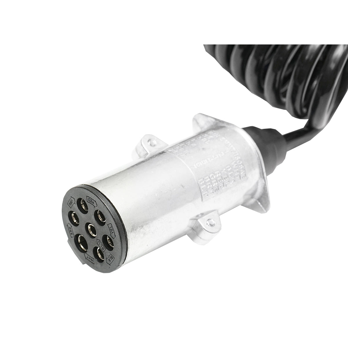 Spiral cable 2.6m with 2 metal female connectors, 7 pins for Breckner Germany trailer car socket