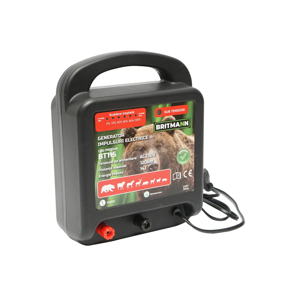 14 Joule pulse generator for electric fence 230V, 120Km Britmann