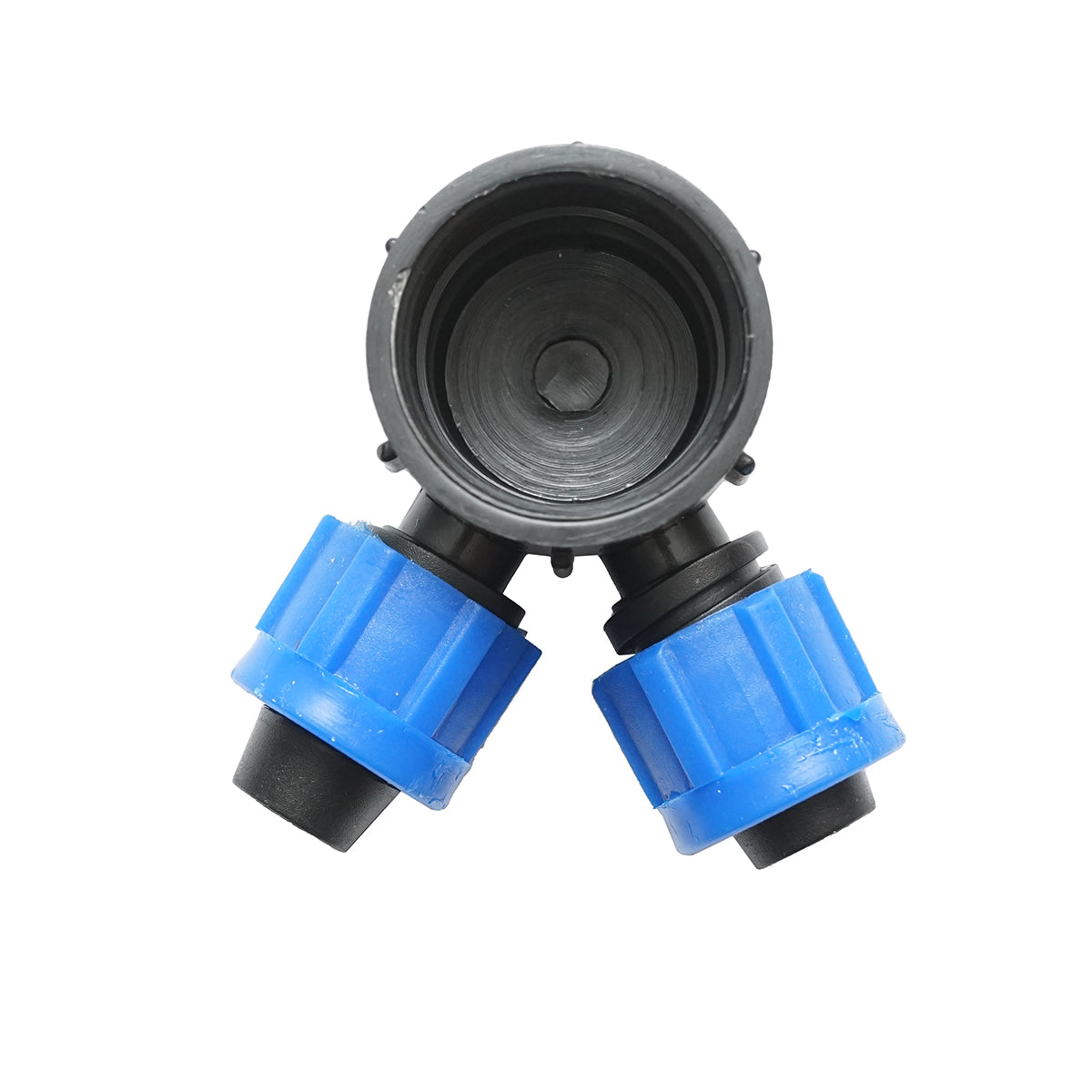Connector distributor for 16mm drip tape with 2 heads for irrigation systems.