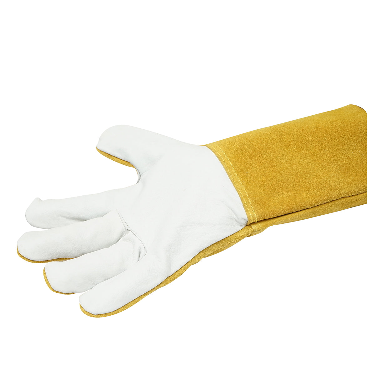 Leather welding gloves with lining, protective cuff 15cm yellow-white size 10 Breckner Germany