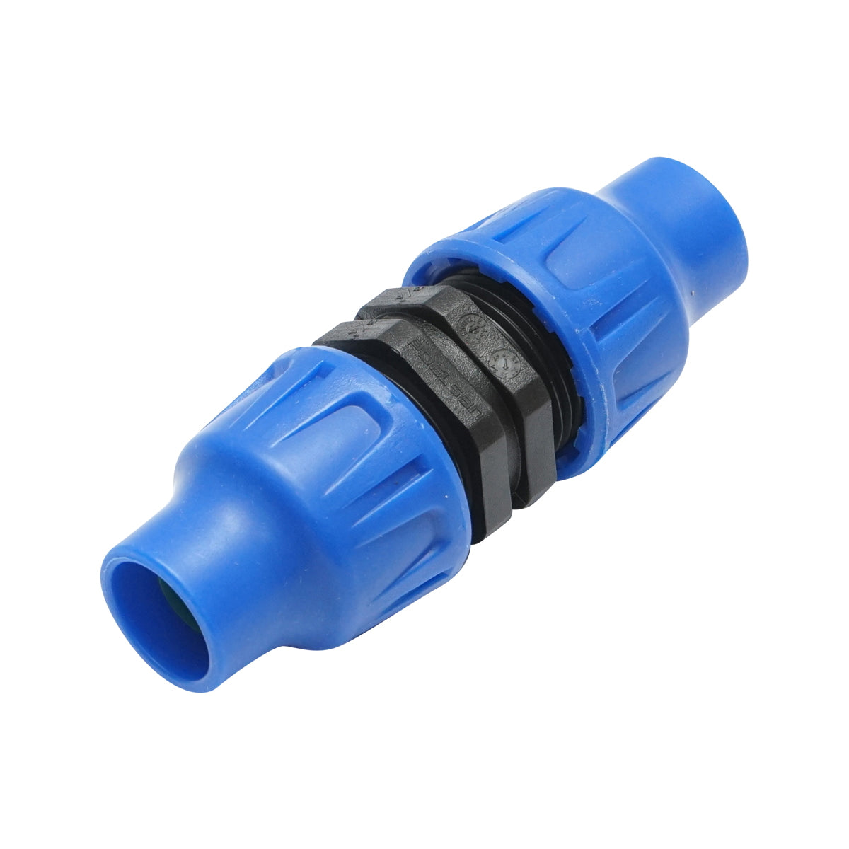 Equal D16x16mm drip tubing connector for irrigation systems.