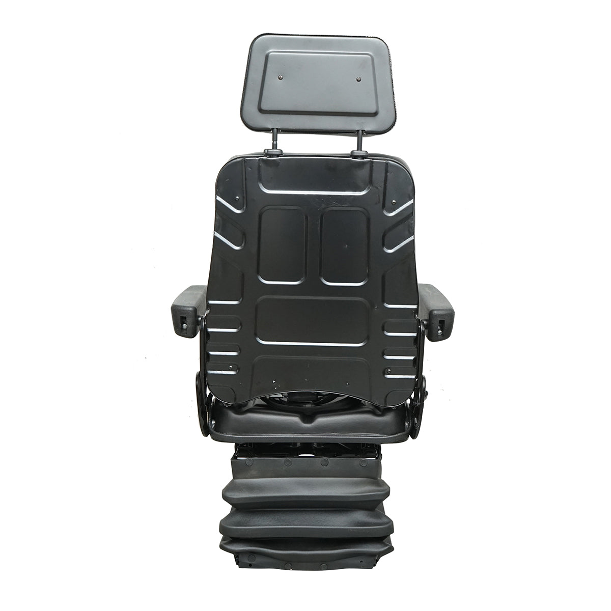 Universal seat with safety belt, headrest, and armrests for agricultural or industrial machinery