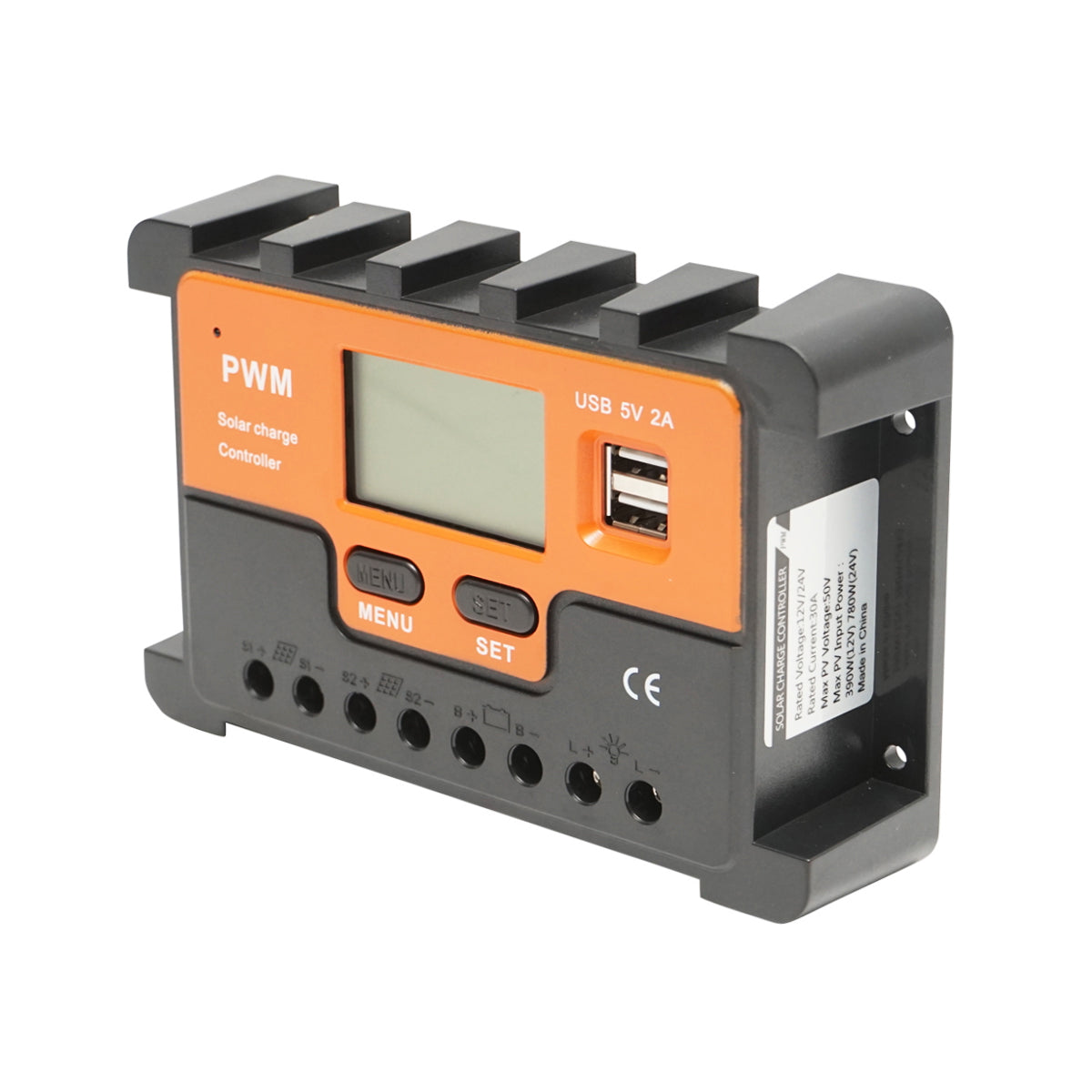 Voltage regulator for solar panel 30A 12V/24V 2X USB port 5V/2A Breckner Germany