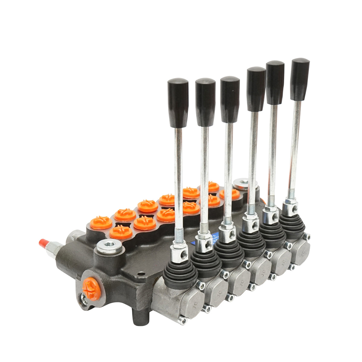 Hydraulic distributor with 6 included levers, flow rate 80L/min, 15 /+80 Breckner Germany