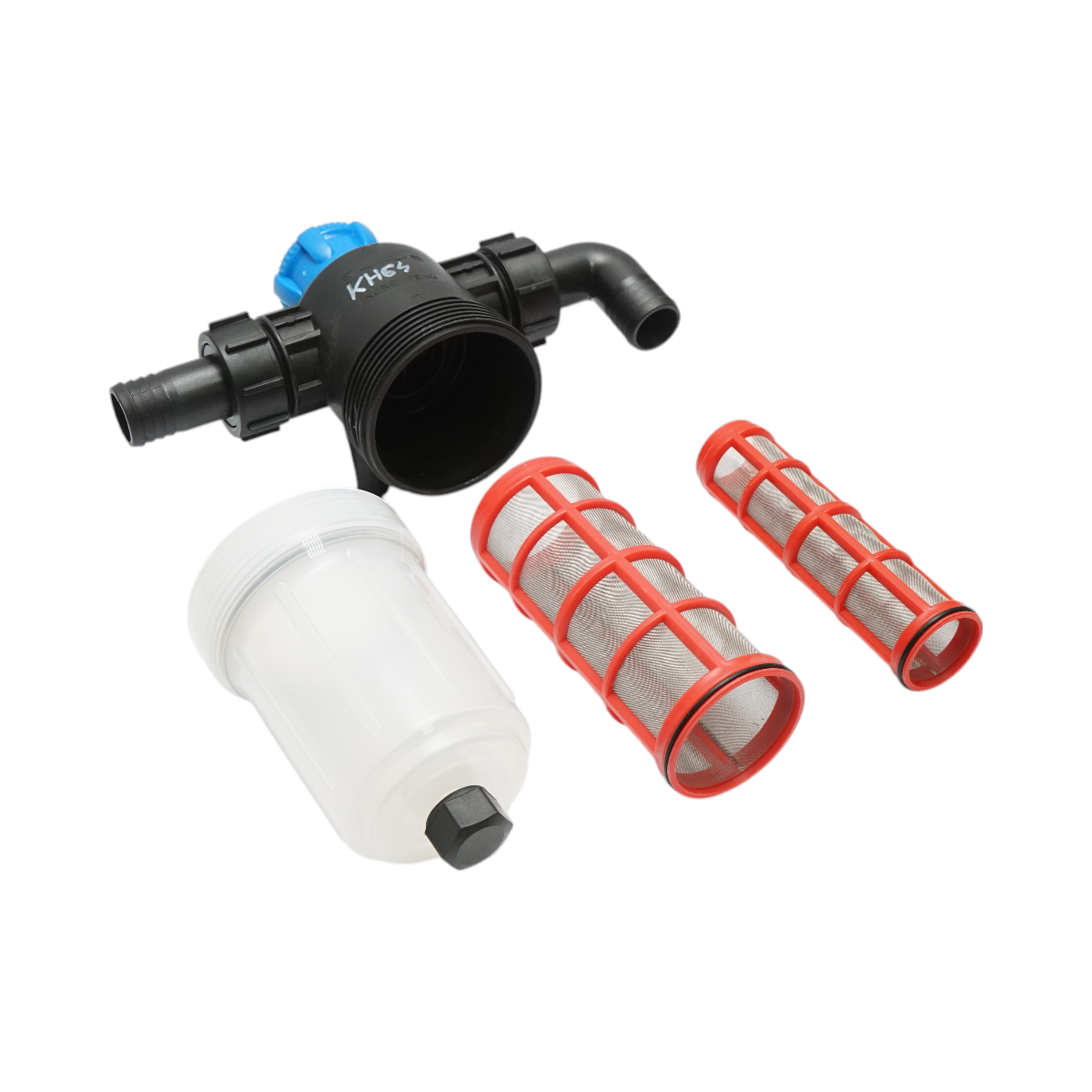 Transparent herbicide filter with 2 sieves and self-cleaning valve, 32mm connection