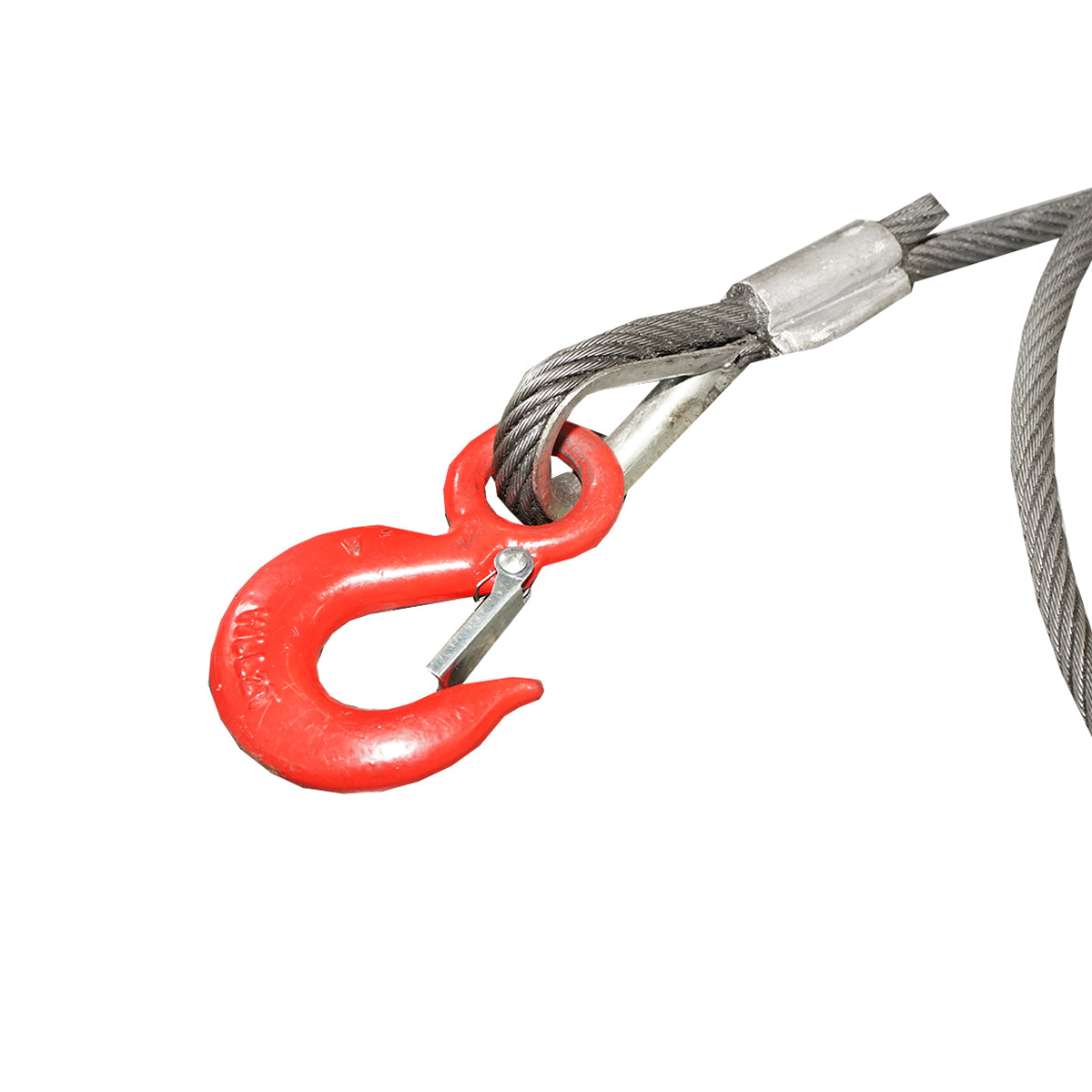 Steel winch cable/rope with a thickness of 12mm and a length of 3m, hook and ring for towing or lifting
