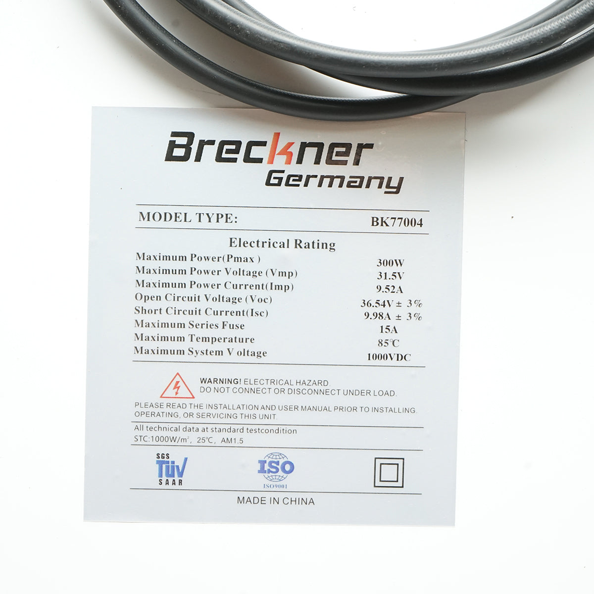 Breckner Germany solar panel 300W photovoltaic mono 1290x1134x35mm