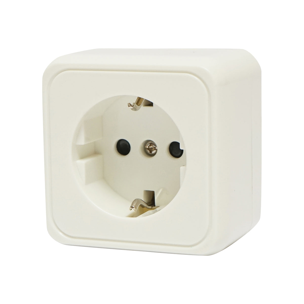 Schuko socket with 1 input, white grounding for 16A, 250V, applied with child protection Breckner Germany