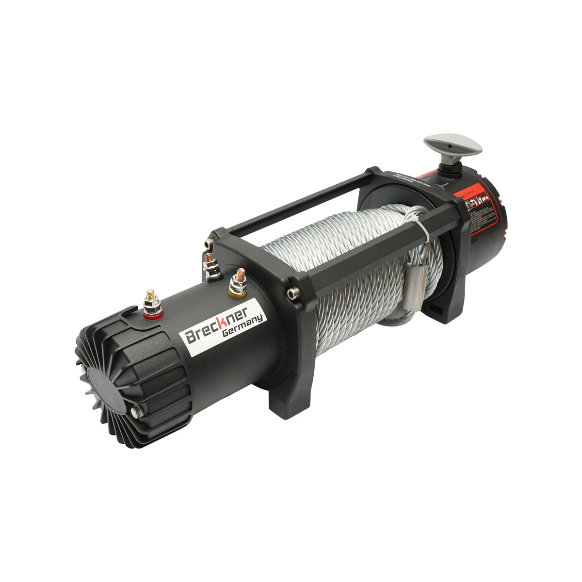 12V electric winch with remote control, 6.5 hp, 6.1T (13500lbs) steel cable 9x24m solenoid 400A Breckner Germany