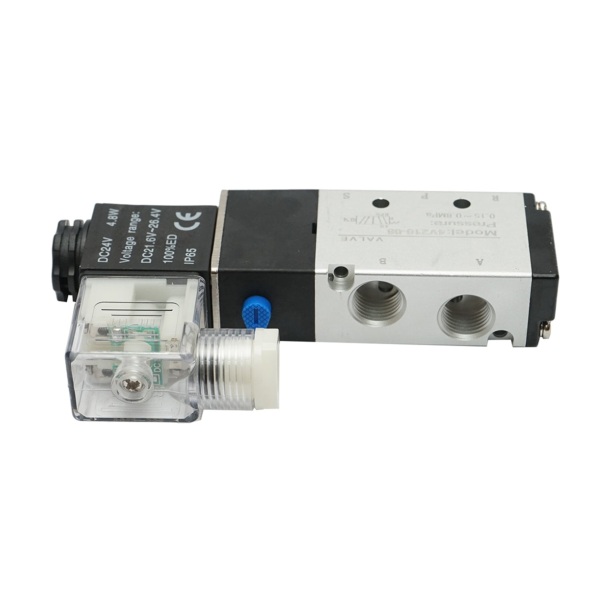 Pneumatic solenoid valve 2 circuits 1/4, DC24V/4.8W, max pressure 0.8MPa IP65