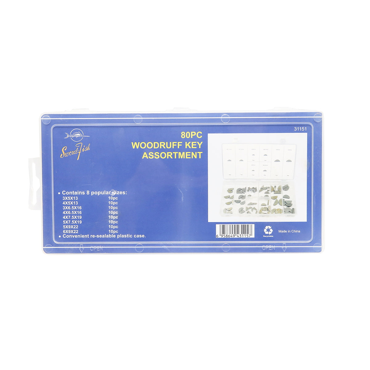 Woodruff semicircle pin kit 80 pieces