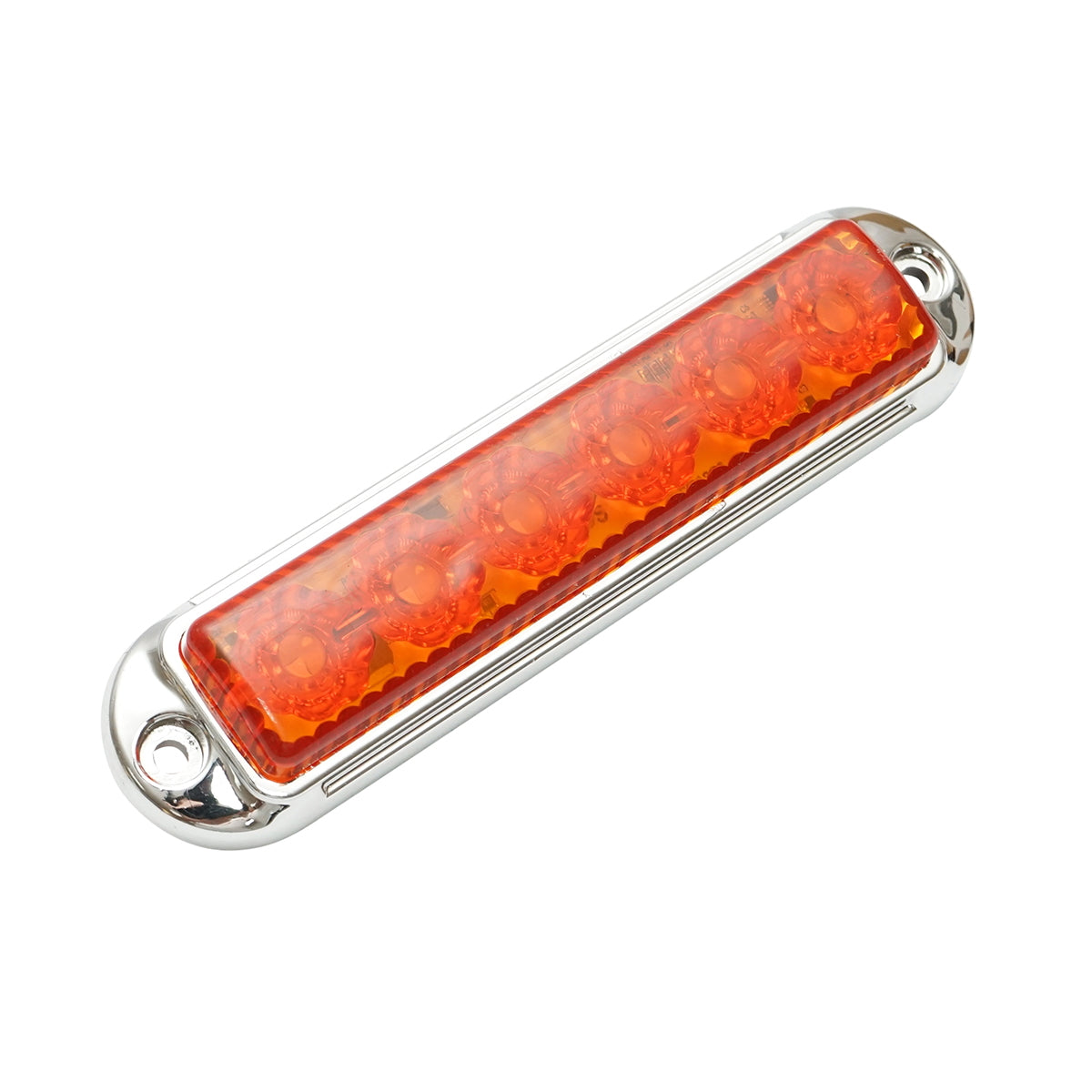 LED side marker lamp 12-24V, yellow 4 functions 155x37mm, chrome frame Breckner Germany