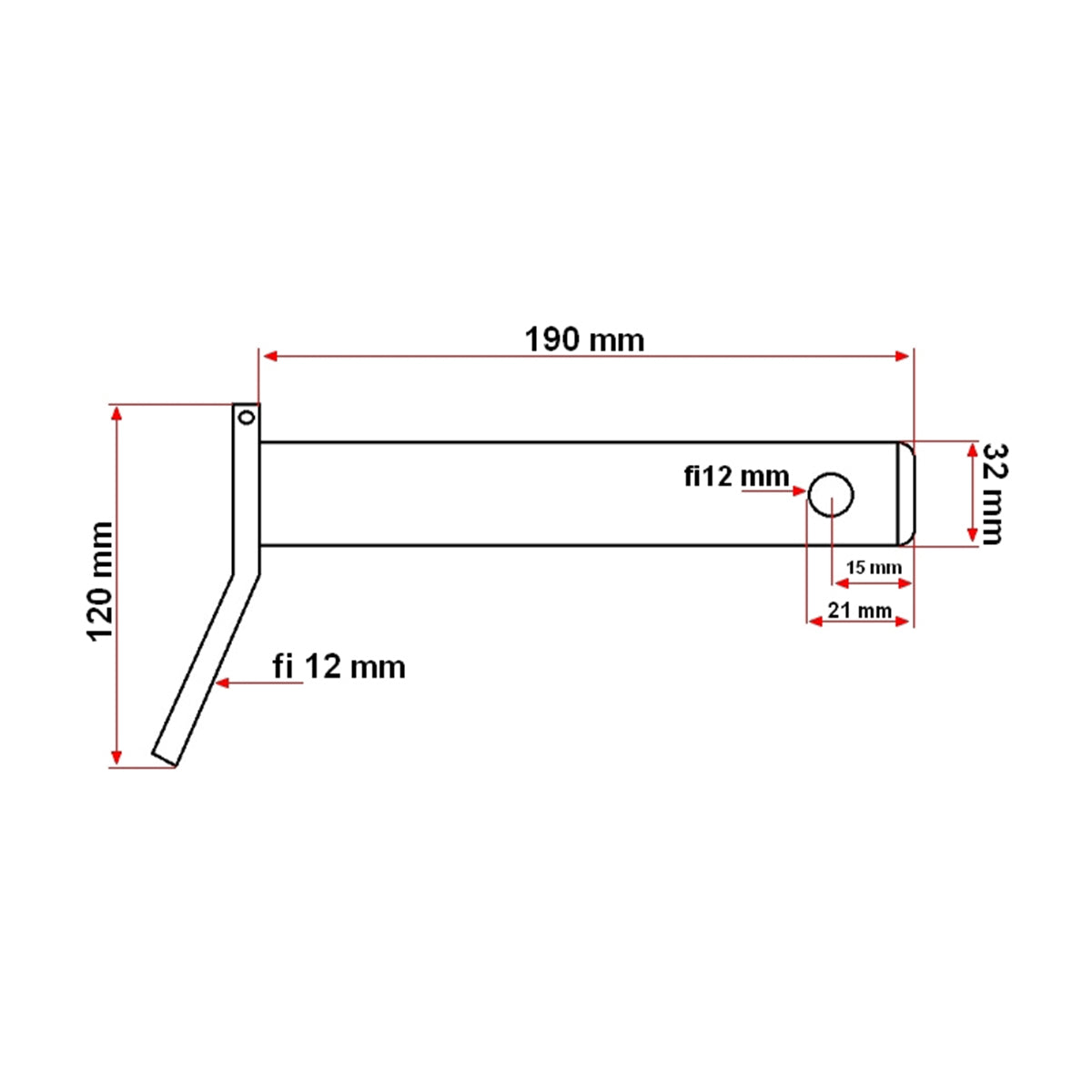 Bolt with chain and crank is 32mm
