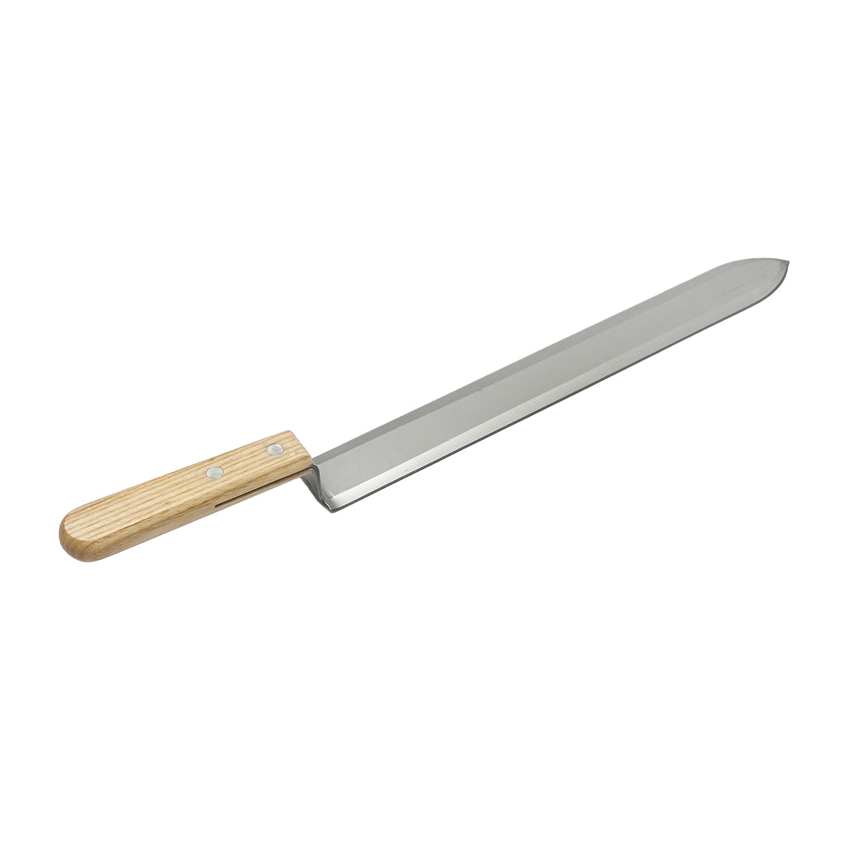 Inox applicator knife with straight blade and wooden handle 400mm