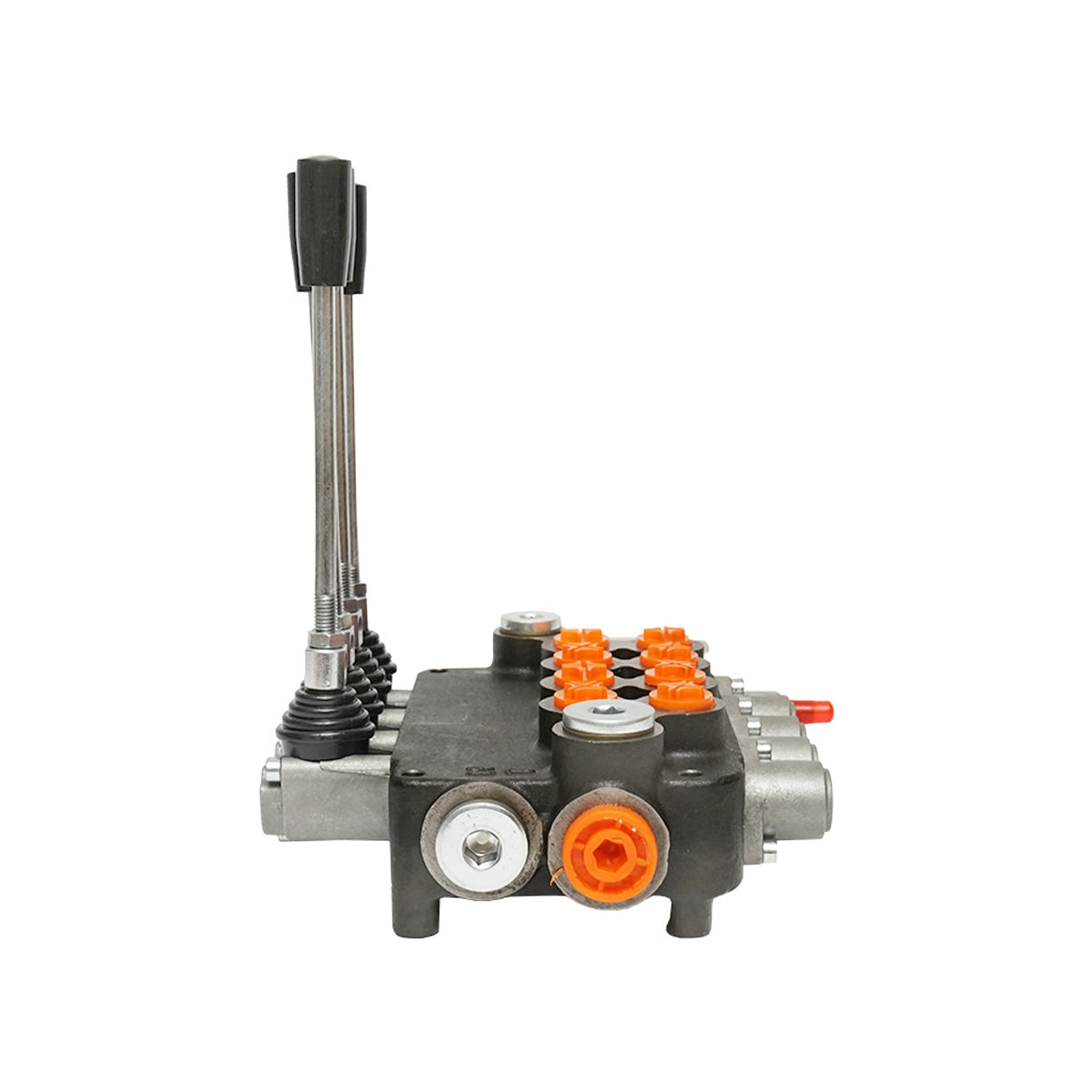 Hydraulic distributor with 4 levers, flow rate 80L/min with included lever and reduction -15 /+80 Breckner Germany