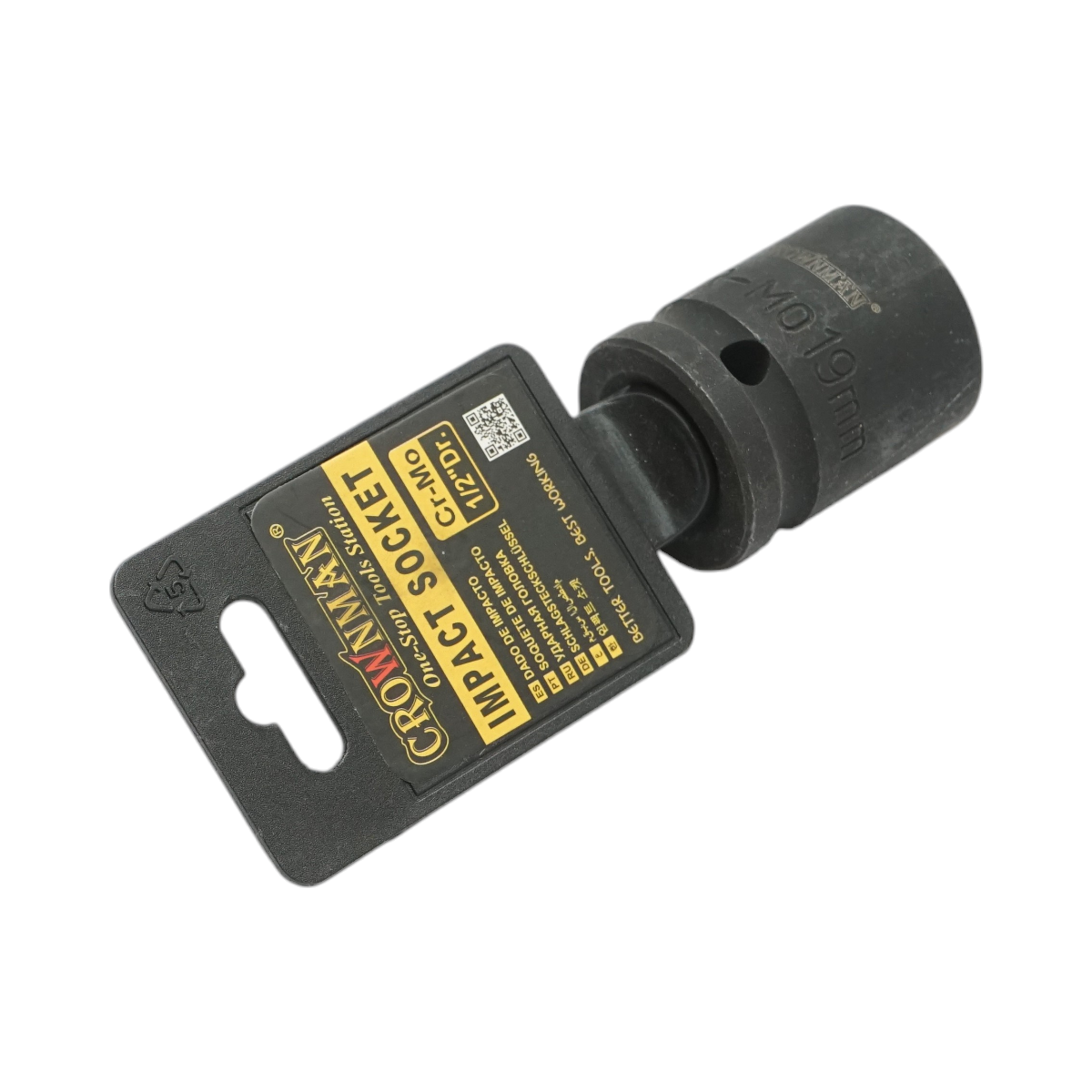 19mm impact socket, 1/2 inch square, Cr-Mo material, DIN 3121 standard, industrial Crownman