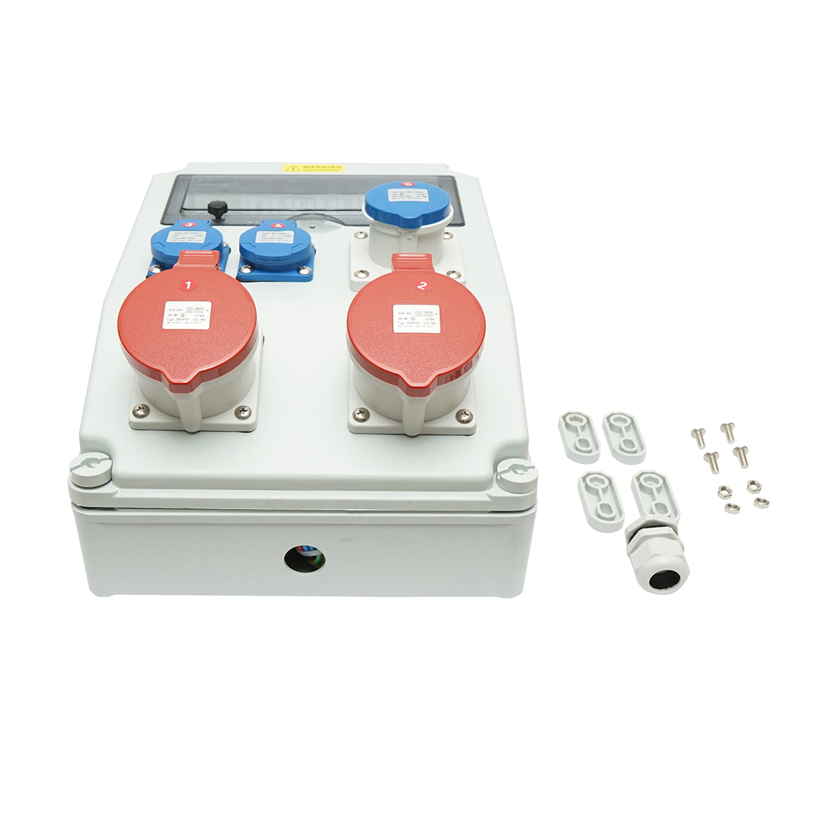 Group distribution board for site organization 2x415V/32A, 1x250V/16A, 2x230V/16A, 380x280x150mm IP44/67 SUNTREE