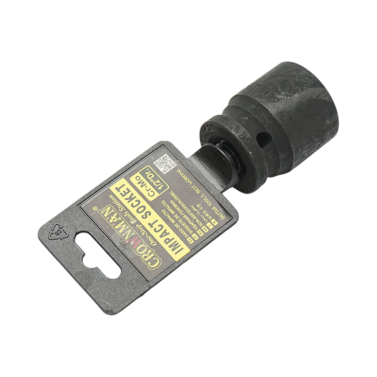 24mm impact socket, 1/2 inch square, Cr-Mo material, DIN 3121 standard, industrial Crownman