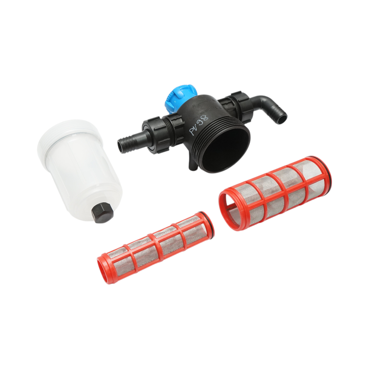 Transparent herbicide filter with 2 sieves and self-cleaning valve, 25mm connection