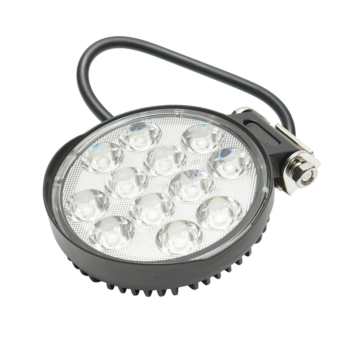 Round LED spotlight projector 12-60V, 36W, aluminum housing 110x110x40mm