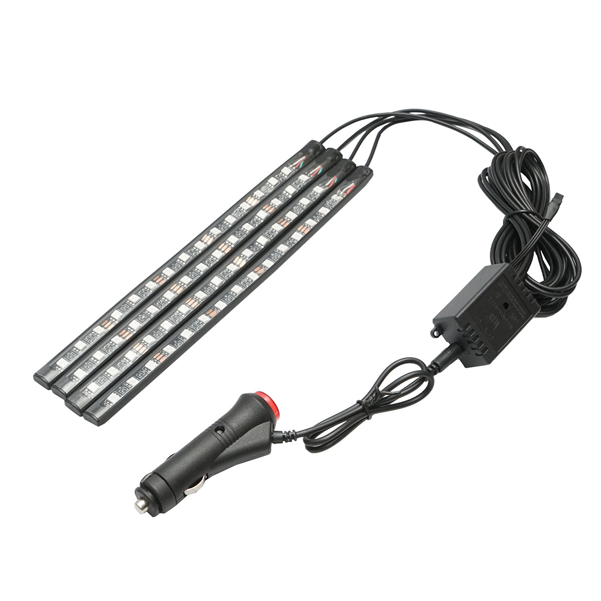 12V LED car ambient light strip, 9W with remote control, music control 4x26.7cm RGB Breckner Germany