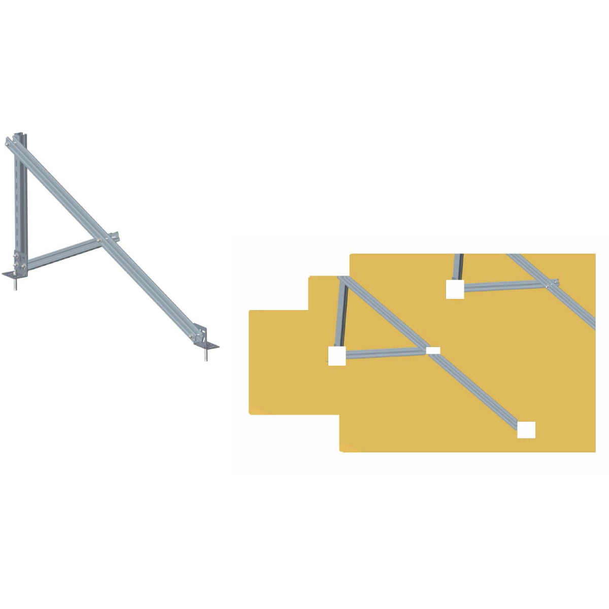Complete mounting system, concrete structure for 4 photovoltaic solar panels at a 20-degree angle Breckner Germany
