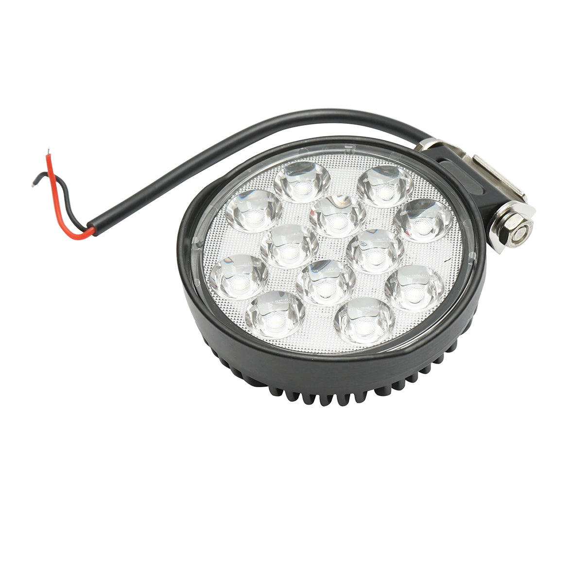 Round LED spotlight projector 12-60V, 36W, aluminum housing 115x115x45mm