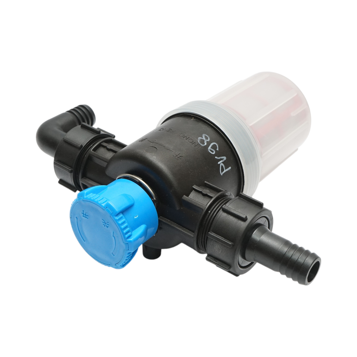 Transparent herbicide filter with 2 sieves and self-cleaning valve, 25mm connection