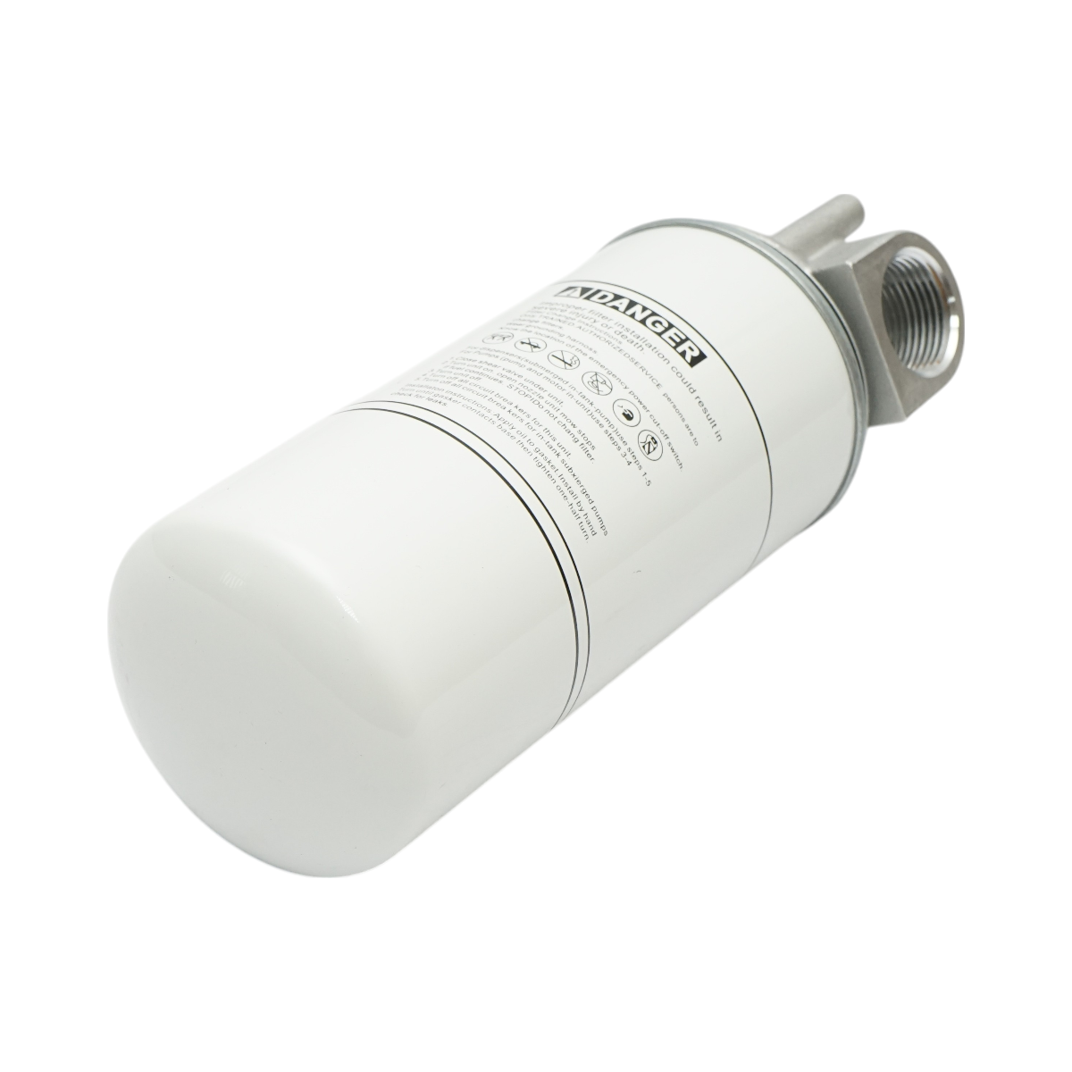 Filter and support (battery) for removing particles from diesel tank, maximum pressure 3.4 Bar, flow rate 94.6 L/min, 30 microns, 1 1/2 -16 UNF Breckner Germany