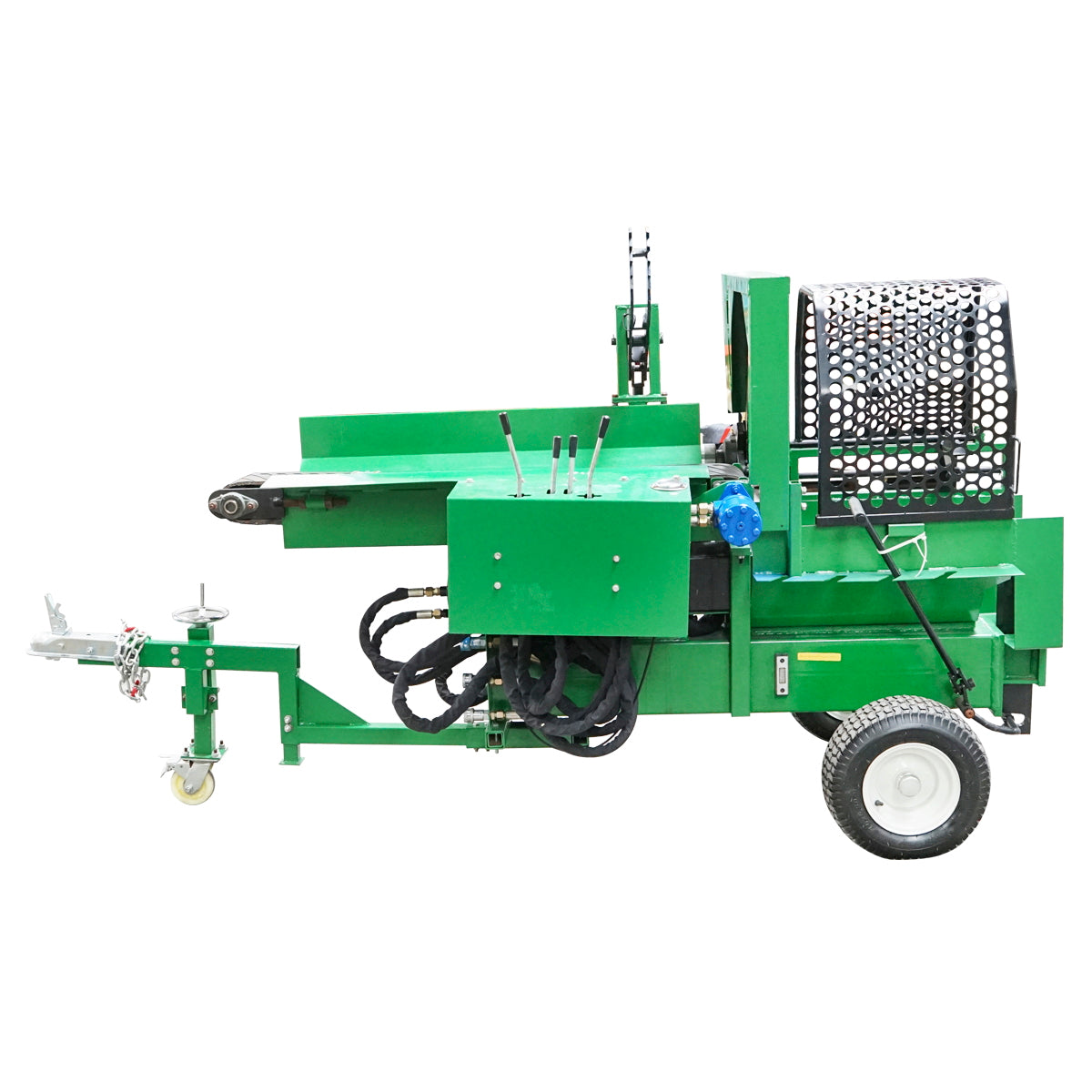 Wood splitter 16T, gasoline engine 15HP with conveyor belt and conveyor 570Kg