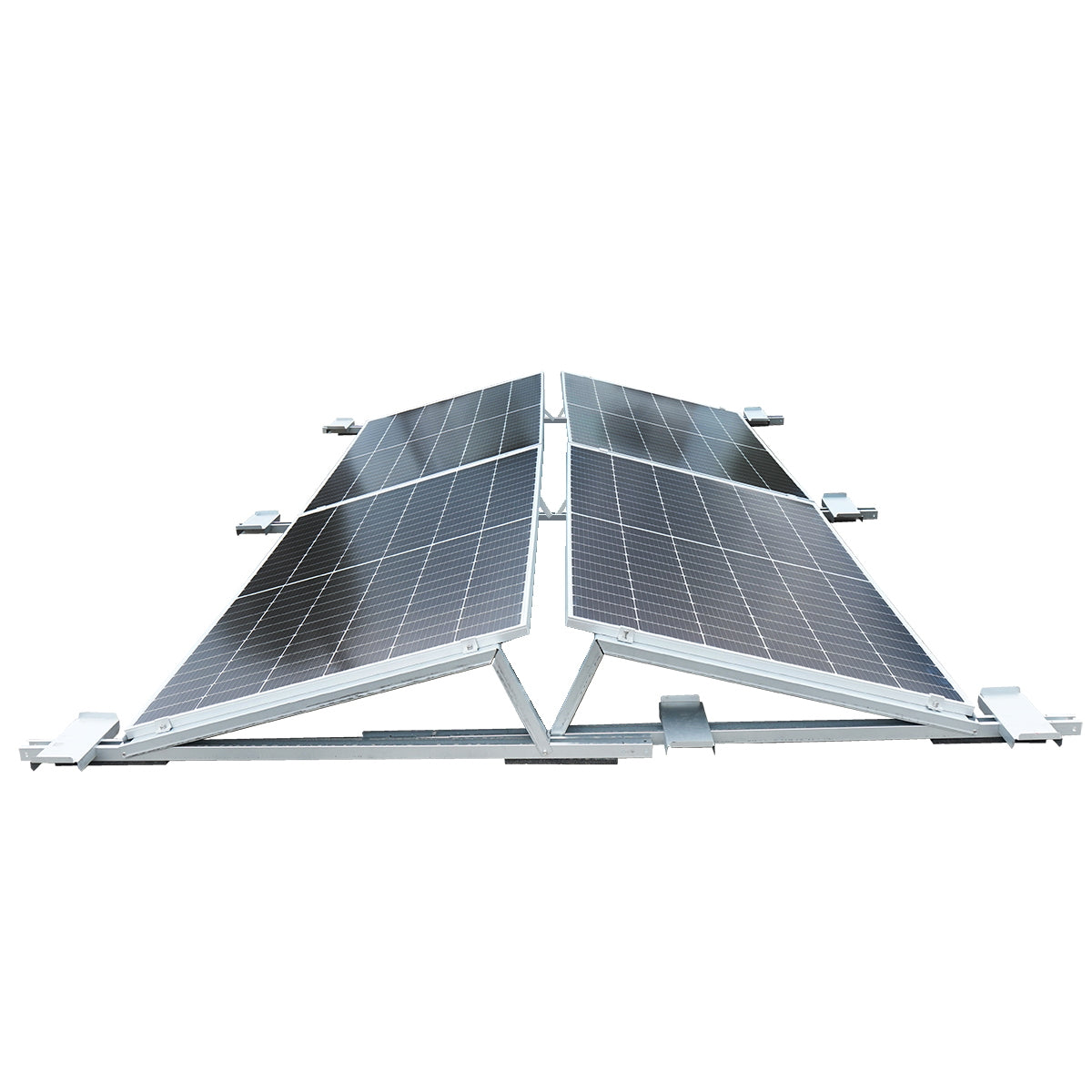 Assembly system, structure for holding 10 east-west solar panels made of galvanized steel with a triangular profile of 1700mm.