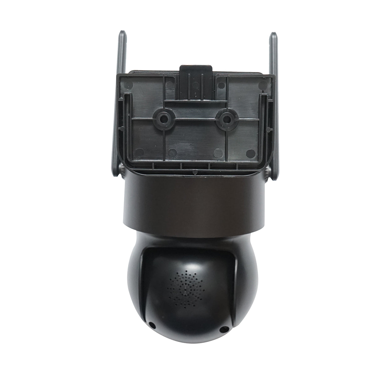 4 MP dual lens surveillance camera with 7.6W solar panel, fast charging 18650 battery, 2.4 GHz WIFI, 360 degree PTZ rotation with motion sensor, human detection PIR, alarm, night vision and iCSee application