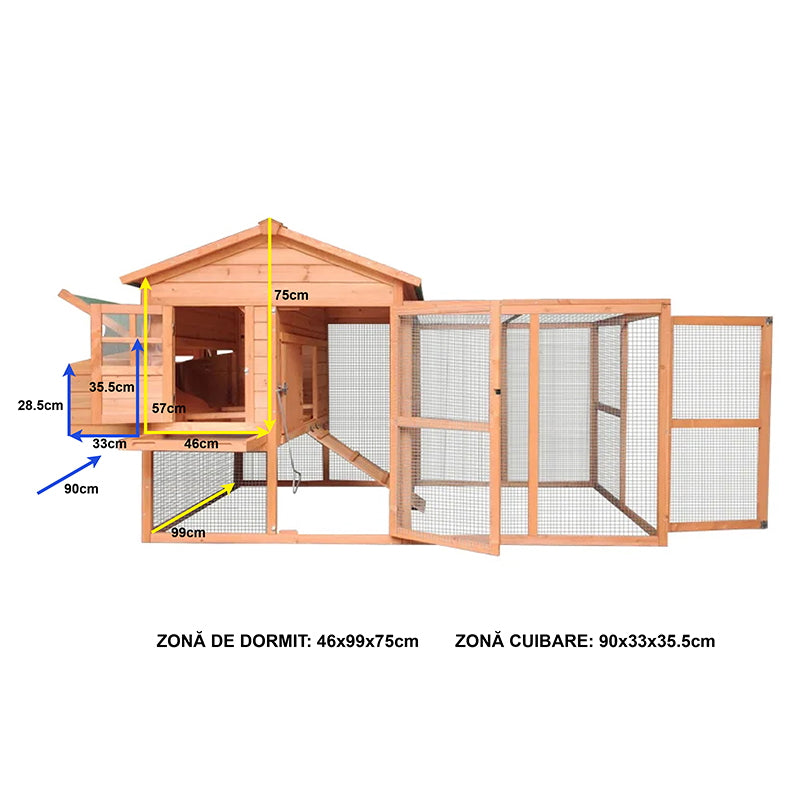 Wooden chicken coop 2330x950x1210mm
