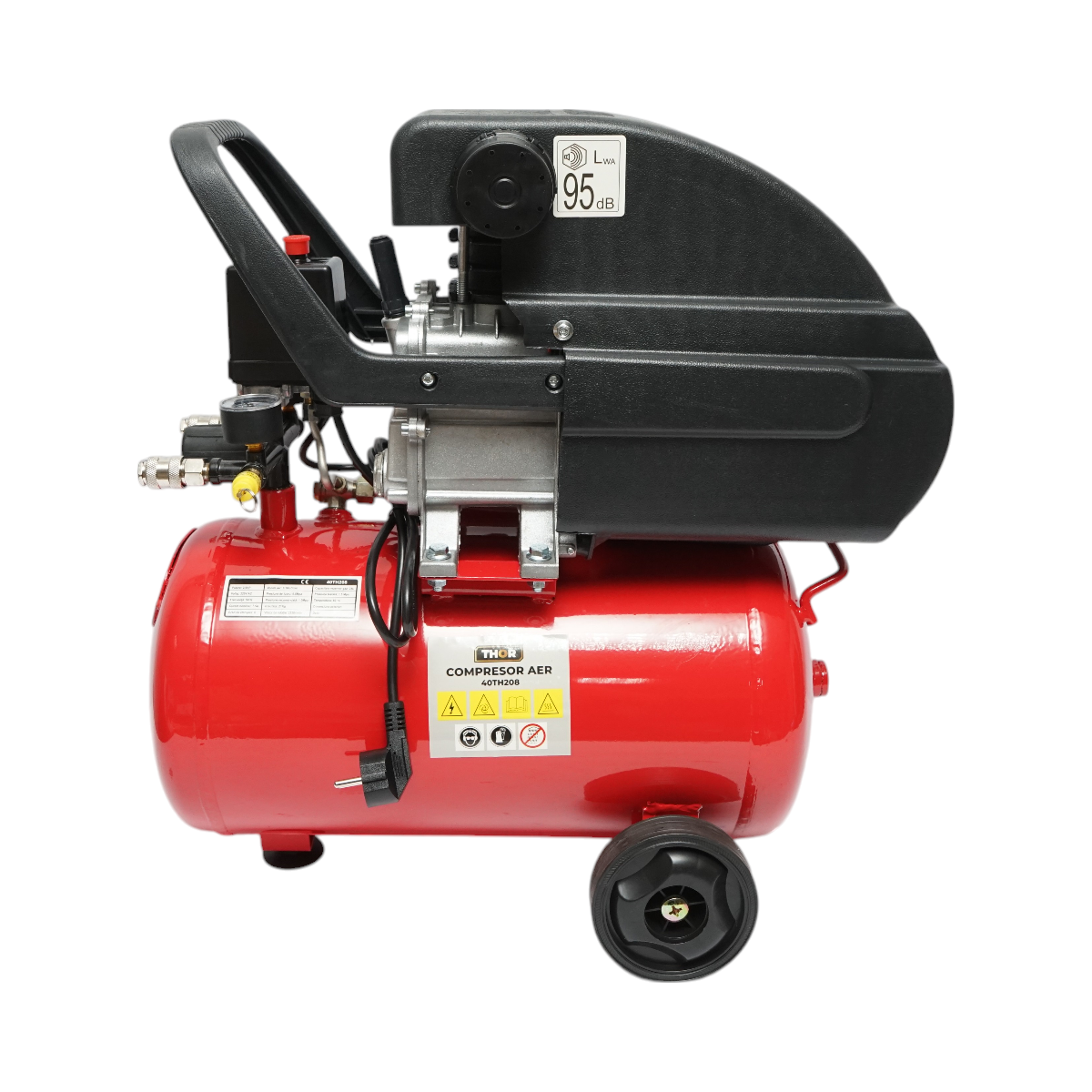 24L air compressor, motor power 1.5KW/2HP, maximum pressure 8 bar, air intake volume 195L THOR